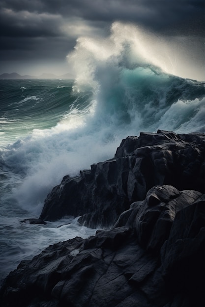 Foto gratuita hermosas olas junto al mar