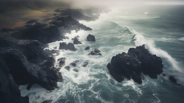 Hermosas olas junto al mar