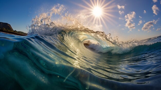 Hermosas olas junto al mar