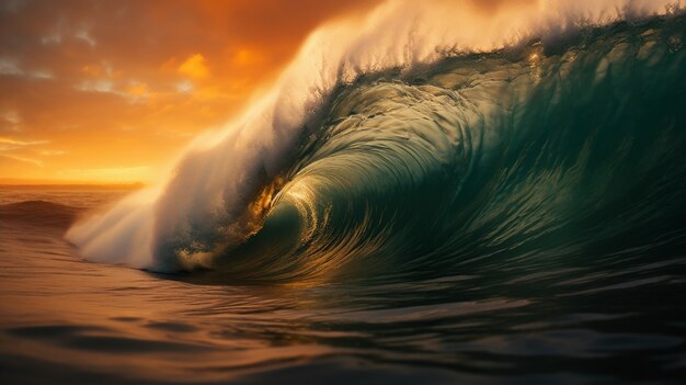 Hermosas olas junto al mar