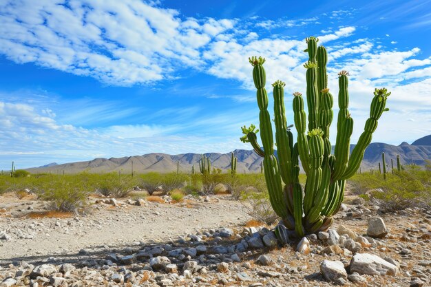 Hermosas plantas de cactus con paisajes desérticos