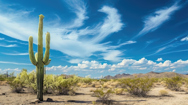 Hermosas plantas de cactus con paisajes desérticos