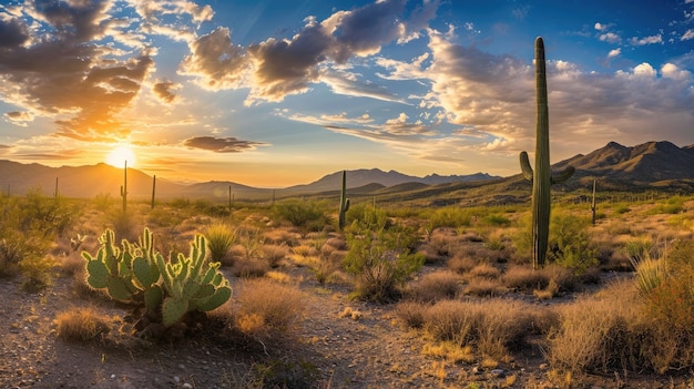 Foto gratuita hermosas plantas de cactus con paisajes desérticos