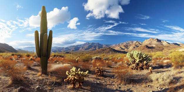 Hermosas plantas de cactus con paisajes desérticos