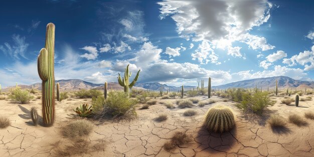 Hermosas plantas de cactus con paisajes desérticos