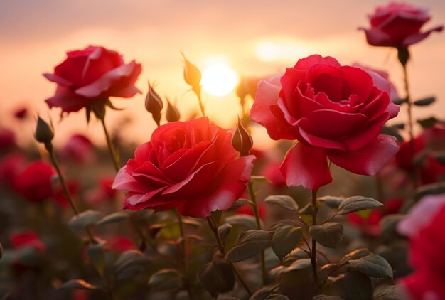 Hermosas rosas al aire libre