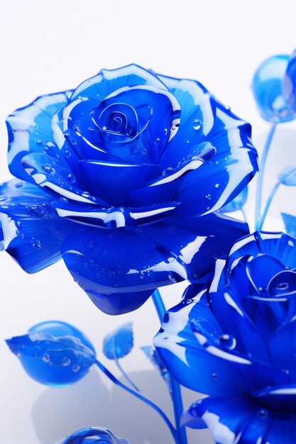 Hermosas rosas azules en el estudio