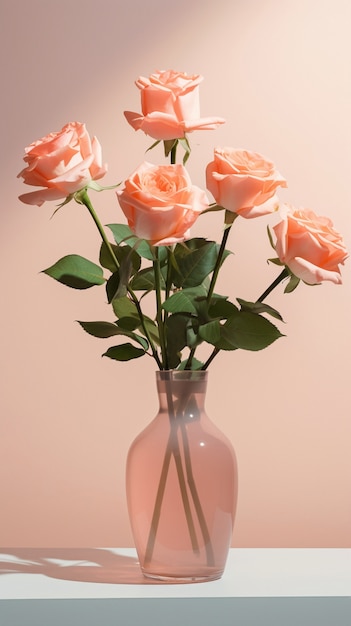 Foto gratuita hermosas rosas florecientes en florero