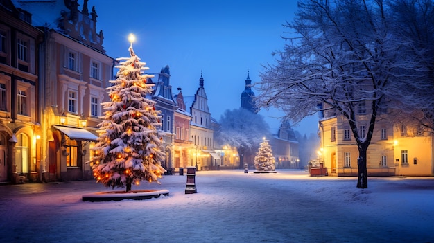 Foto gratuita hermoso árbol de navidad en la ciudad