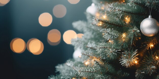 Hermoso árbol de navidad en el estudio de cerca