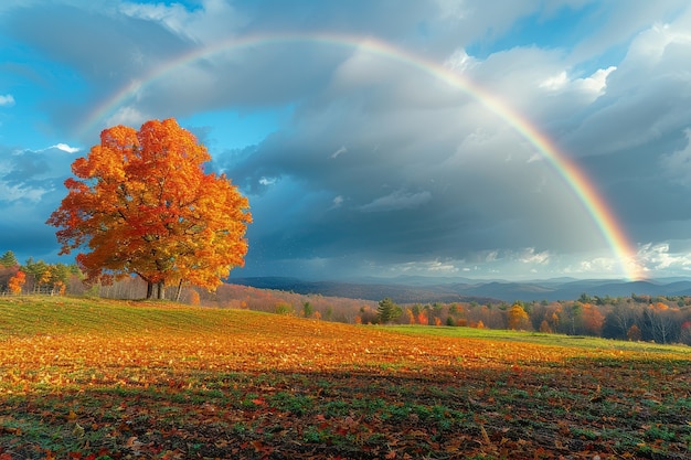 Un hermoso arco iris en la naturaleza