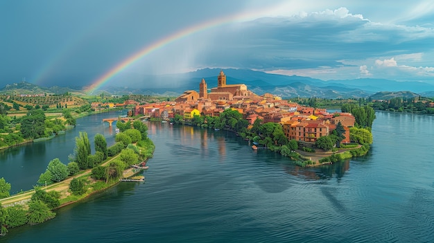 Un hermoso arco iris en la naturaleza