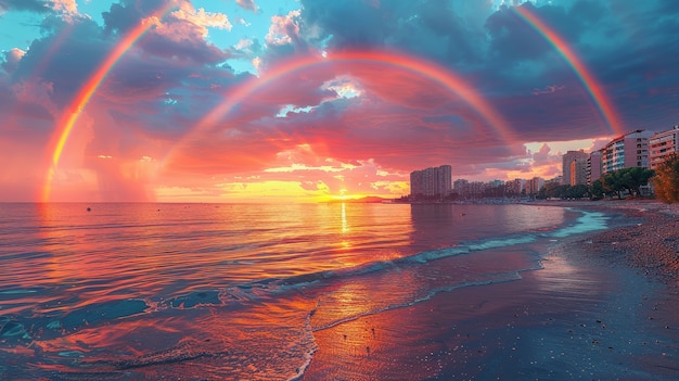 Un hermoso arco iris en la naturaleza