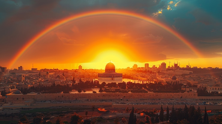 Foto gratuito un hermoso arco iris en la naturaleza