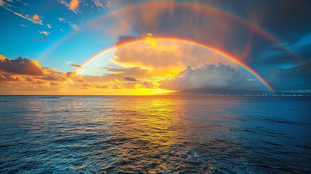 Un hermoso arco iris en la naturaleza