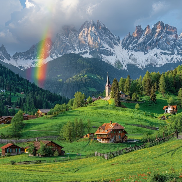 Foto gratuita un hermoso arco iris en la naturaleza