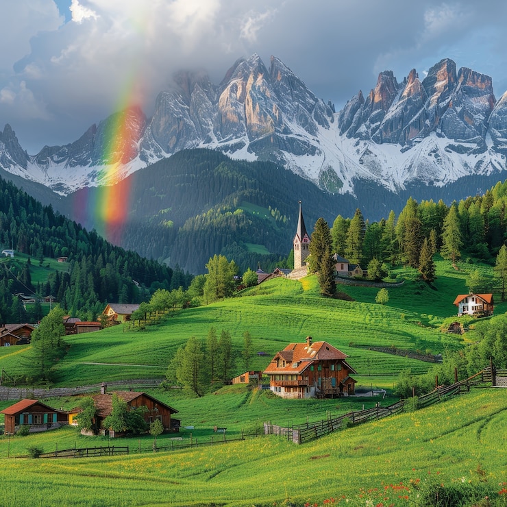 Foto gratuito un hermoso arco iris en la naturaleza