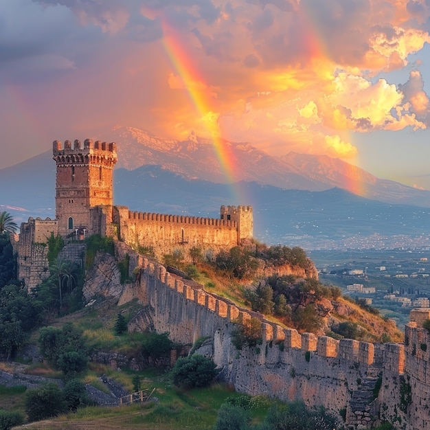 Foto gratuita un hermoso arco iris en la naturaleza