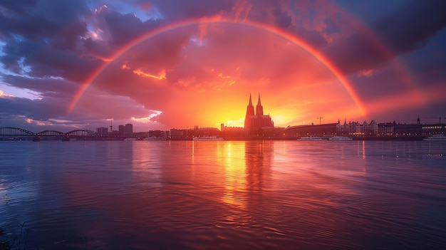 Foto gratuita un hermoso arco iris en la naturaleza