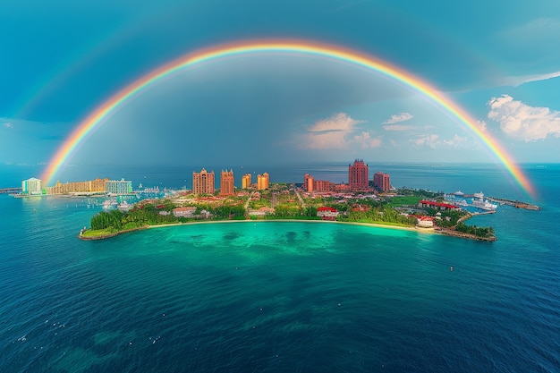 Un hermoso arco iris en la naturaleza