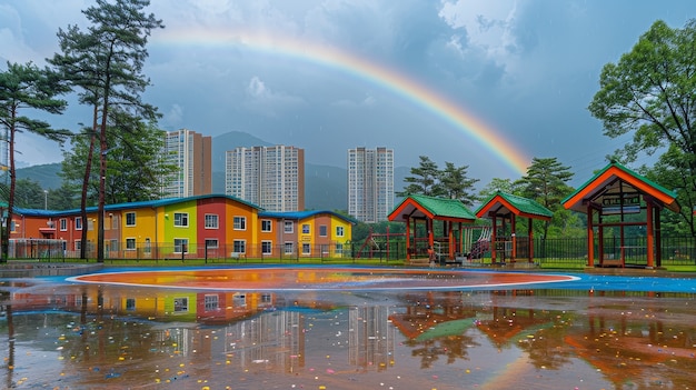 Foto gratuita un hermoso arco iris en la naturaleza