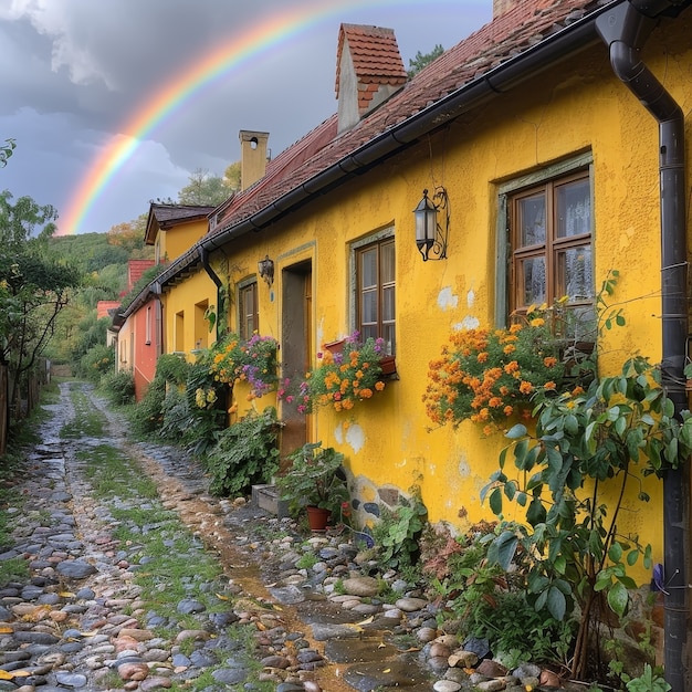 Foto gratuita un hermoso arco iris en la naturaleza