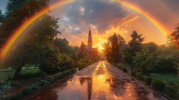 Foto gratuita un hermoso arco iris en la naturaleza