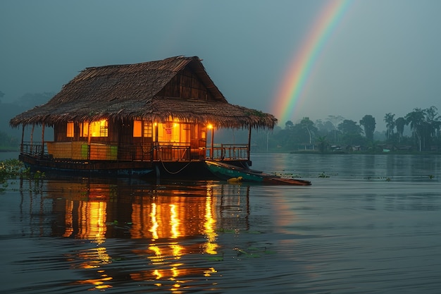 Foto gratuita un hermoso arco iris en la naturaleza