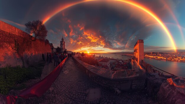 Un hermoso arco iris en la naturaleza