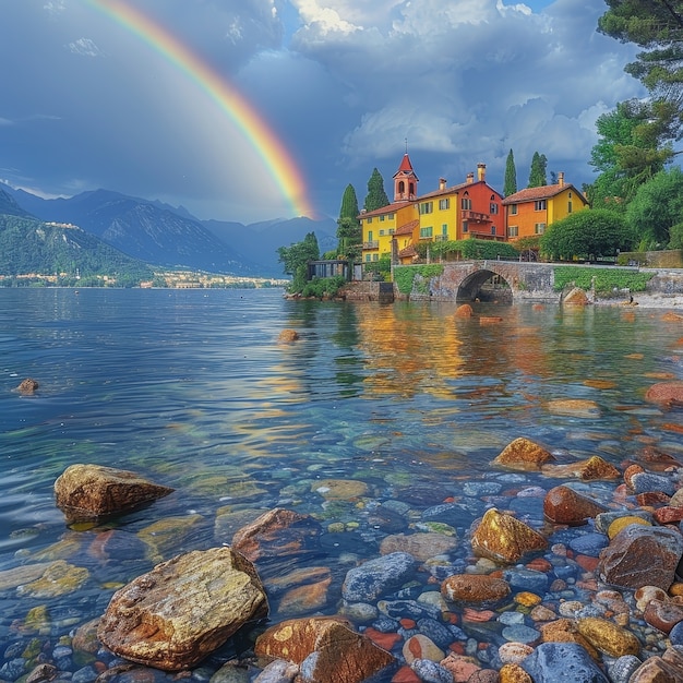 Un hermoso arco iris en la naturaleza