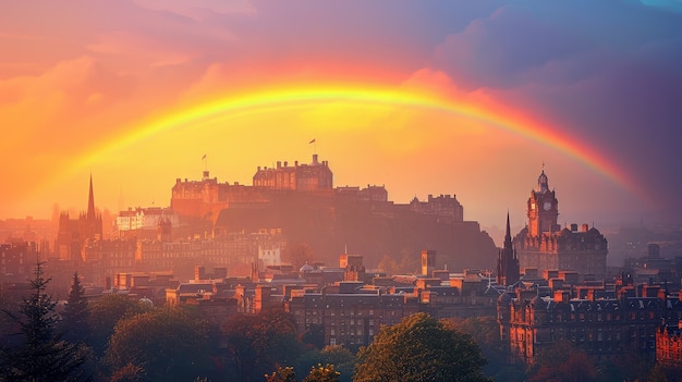 Foto gratuita un hermoso arco iris en la naturaleza