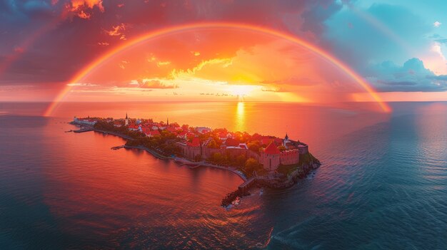 Un hermoso arco iris en la naturaleza