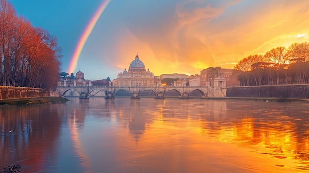 Foto gratuita un hermoso arco iris en la naturaleza