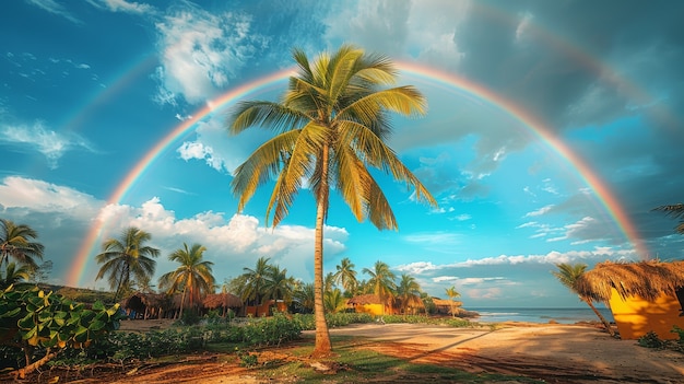 Foto gratuita un hermoso arco iris en la naturaleza