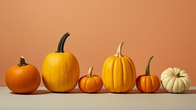 Hermoso arreglo de calabazas crudas