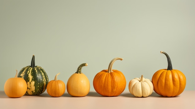 Foto gratuita hermoso arreglo de calabazas crudas