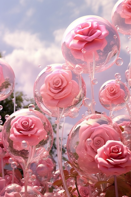 Foto gratuita hermoso arreglo de flores de rosas en 3d