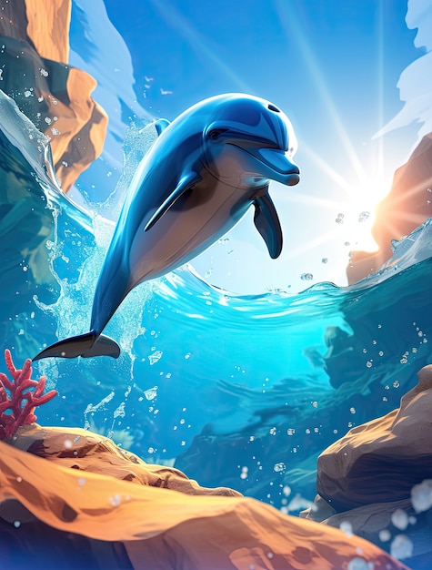 Foto gratuita el hermoso arte digital de los delfines