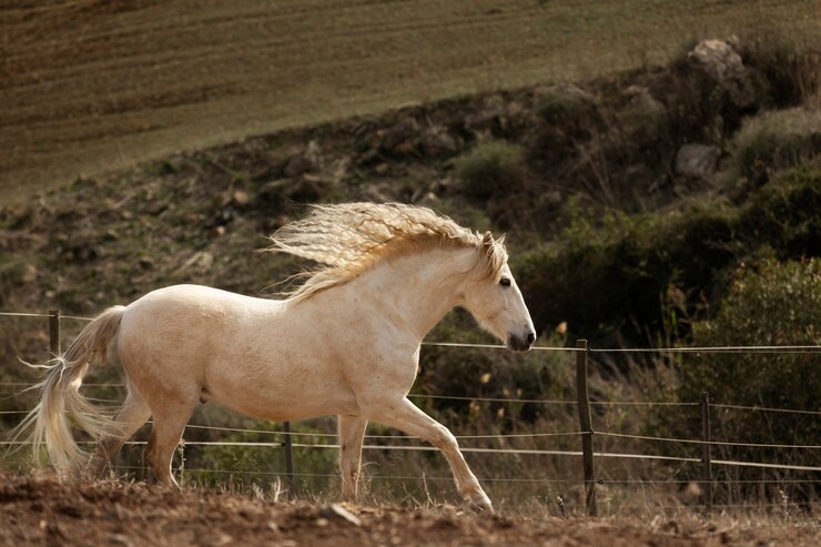 Foto gratuito el hermoso caballo unicornio en la naturaleza