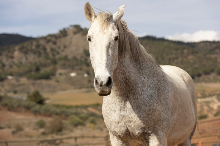 Foto gratuito el hermoso caballo unicornio en la naturaleza