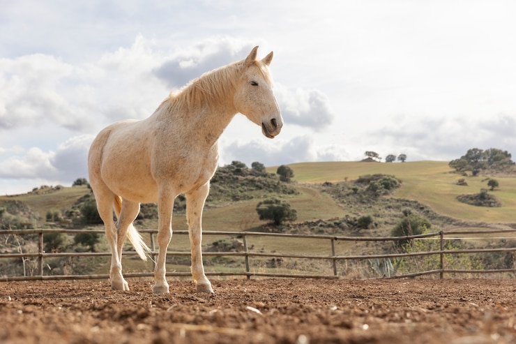 Foto gratuito el hermoso caballo unicornio en la naturaleza
