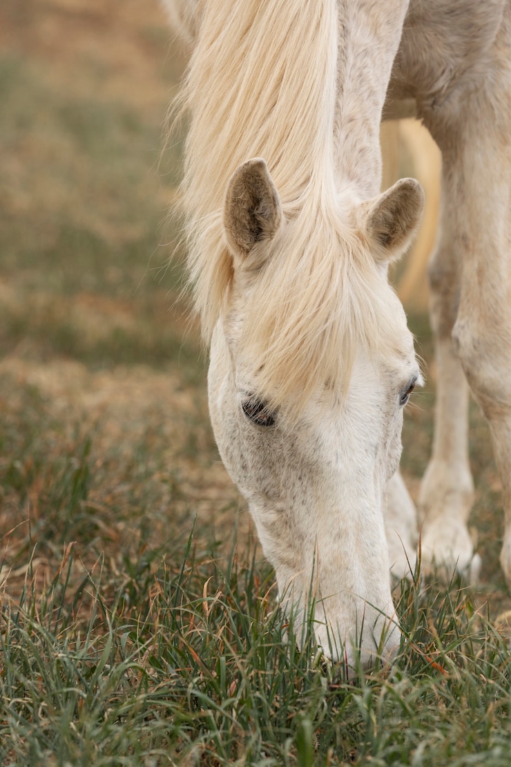 Foto gratuito el hermoso caballo unicornio en la naturaleza