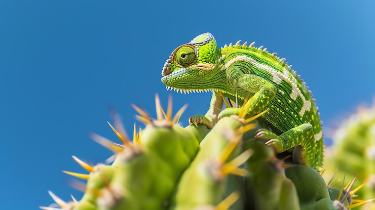 Foto gratuito el hermoso camaleón en la naturaleza
