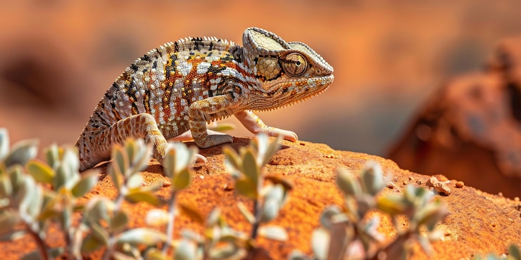 Foto gratuito el hermoso camaleón en la naturaleza