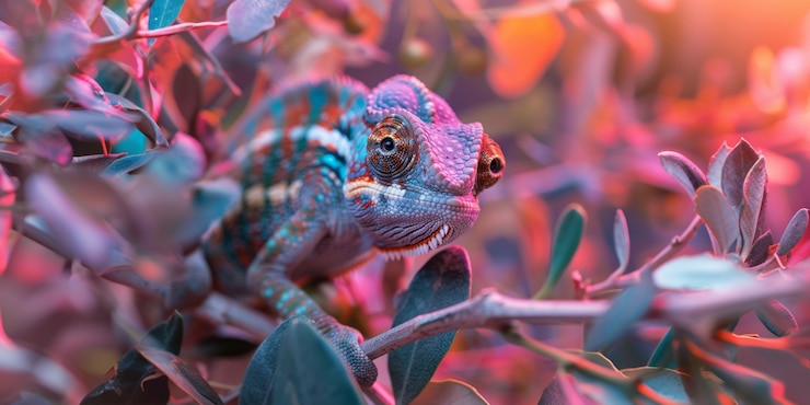 Foto gratuito el hermoso camaleón en la naturaleza