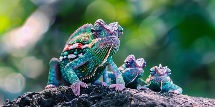 Foto gratuito el hermoso camaleón en la naturaleza