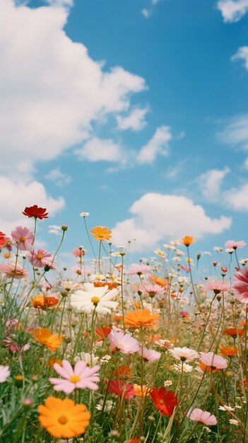 El hermoso campo de flores