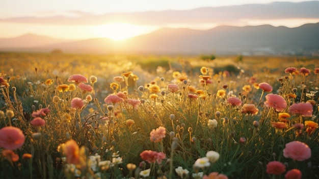 Foto gratuita el hermoso campo de flores