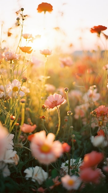 Foto gratuita el hermoso campo de flores