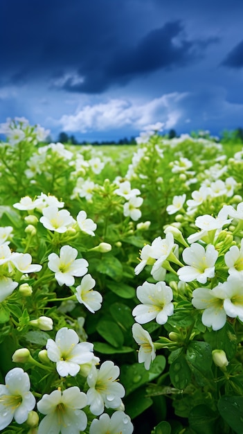 El hermoso campo de flores